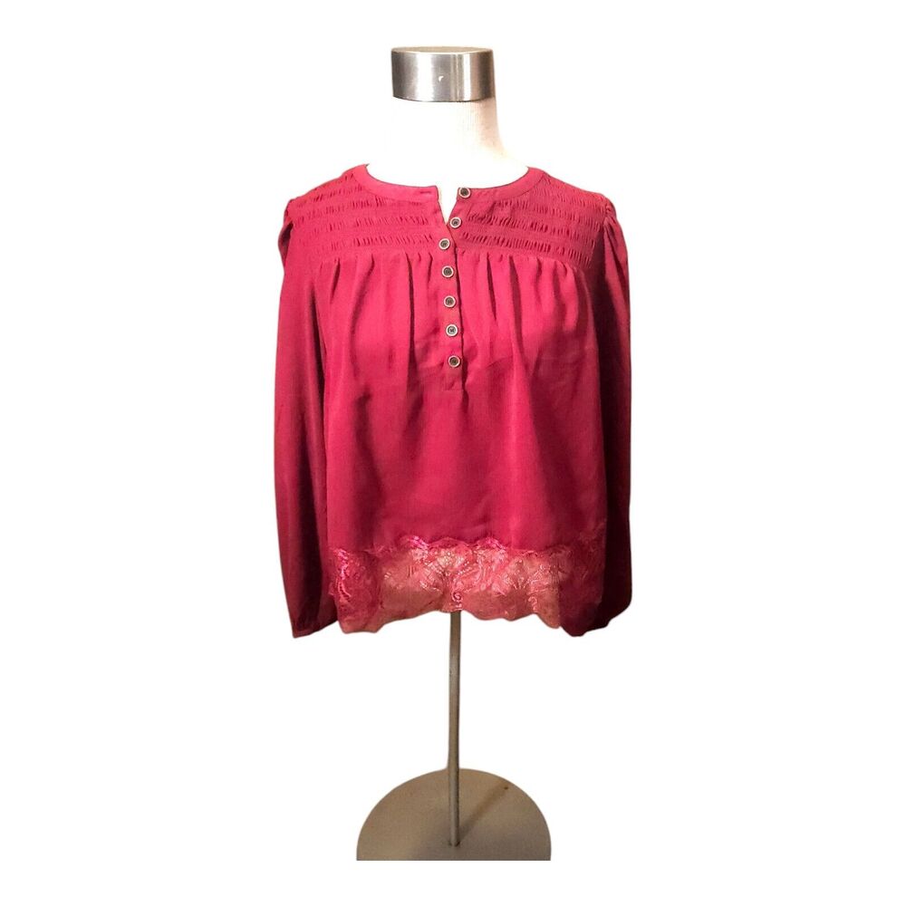 Frye Women's Maroon Peasant Blouse Size M